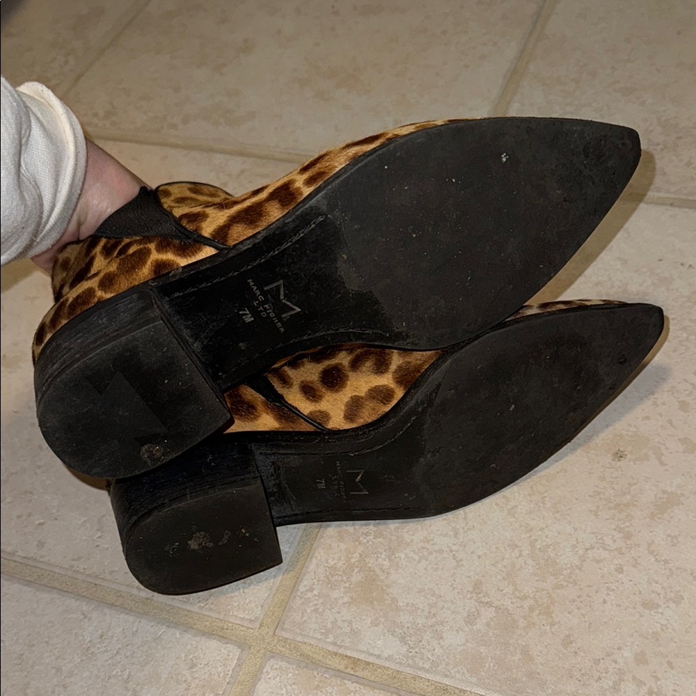 Marc Fisher Brown and Black Ankle Booties with Leopard Print - Picture 5 of 6